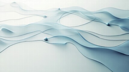 Leinwandbilder - Soft blue fabric waves gently flowing over a smooth surface with delicate textures and subtle light reflections. Generative AI