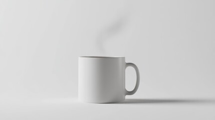 Poster - White mug with steam on white background