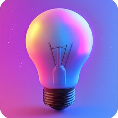 Poster - Illuminating Ideas: A Light Bulb Bathed in a Dreamy Gradient of Soft Blues, Pinks, and Yellows, Inspiring Creativity