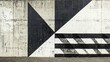 © Nurul - Painted geometry on concrete wall. Black and white graphic pattern outside. Urban background