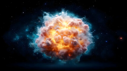 Wall Mural - cosmic explosion, nebula, space, energy, fiery cloud, background stars, science fiction, visual effe