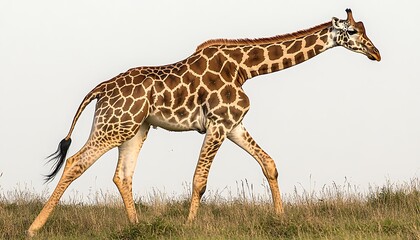 giraffe walks in tall grass for wildlife education