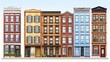 © Artajar - Row of townhouses showcases diverse architectural styles in vibrant urban scene highlighting vintage facade and clear sky backdrop