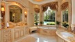 © MyStockz - Elegant Bathroom with Bright Natural Light and Marble Accents