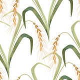 Textile seamless floral pattern with wild grasses and cereals. Design for kitchen home textiles, tablecloths, curtains, bed linen, dress fabrics, wrapping paper.