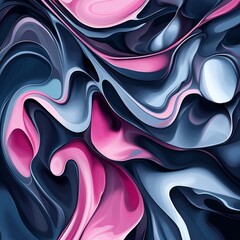Aufkleber - Abstract Swirls of Pink and Blue: A Dynamic Composition of Intertwining Shapes and Textures.