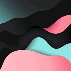 Poster - Abstract Waves in Pastel and Black: A Modern Minimalist Design for Backgrounds and Wall Art