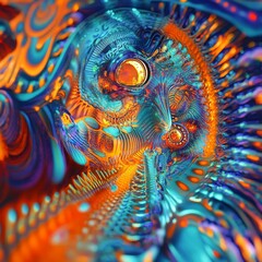 Fototapete - Psychedelic Eye: An Abstract Journey into Visionary Art with Intense Colors and Intricate Details