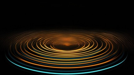 Fototapete - Vibrant circular ripples radiate outward in a dynamic display of light and color during a creative digital art session. Generative AI