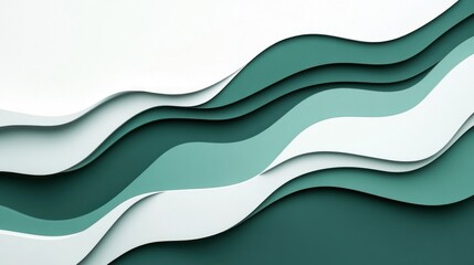 Abstract papercut layers in teal and white creates a serene effect
