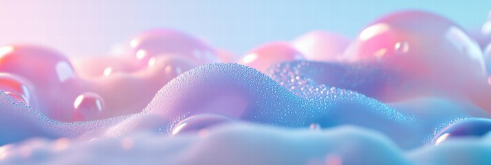 Fototapete - Colorful soap bubbles create a dreamy atmosphere with soft pastel tones and glistening textures in a magical setting. Generative AI