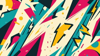 Poster - Vibrant abstract design with dynamic shapes and bold colors showcasing energy and movement. Generative AI