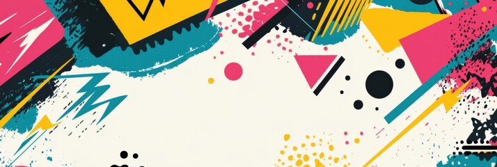 Poster - Vibrant geometric abstract design featuring bold colors and dynamic shapes suitable for creative projects. Generative AI