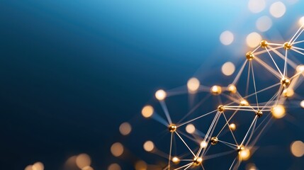 Wall Mural - a web of glowing dots and lines interconnected across a dark blue background, representing the vastn