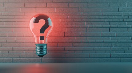 Wall Mural - An exploding light bulb casting a shadow in the shape of a question mark, representing the curiosity and questioning spirit essential for innovation.