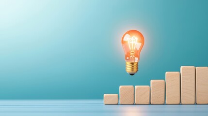 Wall Mural - A single light bulb exploding on a graph chart showing exponential growth, symbolizing the impact of innovation on business success and market disruption.