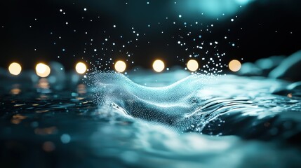 Wall Mural - A futuristic visualization of data as a flowing river of light and energy, highlighting the dynamic and ever changing nature of digital information.