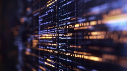 Abstract Coding Concept Depicted by Glowing Lines, Symbols and Gradient Lighting with Atmospheric Background