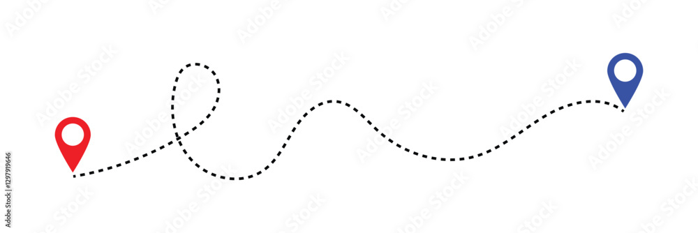 Routes in dashed line trace. Plane route lines of aircraft tracking ...