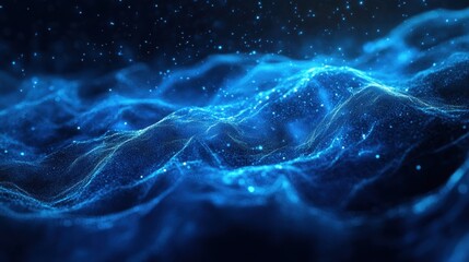Wall Mural - glow abstract soft neon blue light effect on dark blue background