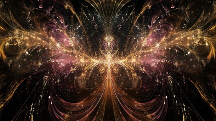 Wall Mural - Gold silver pink champagne glasses fireworks pattern abstract nature night.