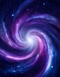 © Photo by mQ - Cosmic galaxy swirl: deep purple & blue, scattered stars.  Abstract space nebula.