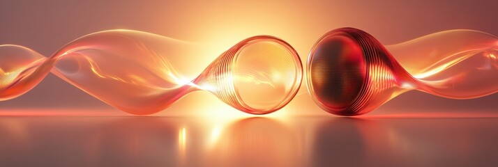 Aufkleber - 3D speakers emit vibrant light waves in a modern, artistic setting. Generative AI