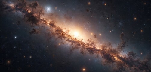 Aufkleber - Majestic starfield features thousands stars, cosmic dust against black universe vastness. Galaxy, dark cosmos backdrop, shines, glows with interstellar radiation, depth. Spectacular astrophysics