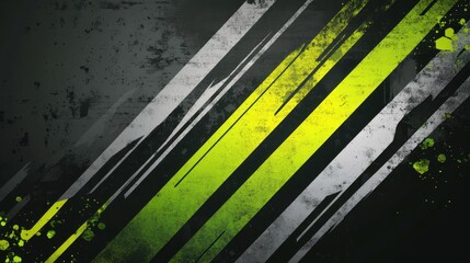 tech green stripes on abstract grey grunge corporate header banner. vector geometric background