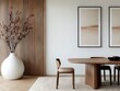 © Amornrat - Elegant minimalist dining room design with modern furniture home interior natural light contemporary style