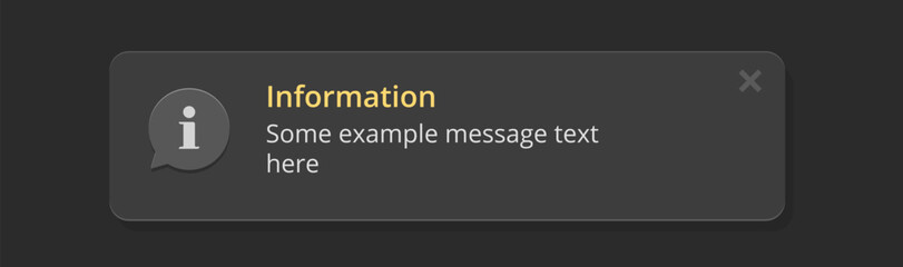 Wall Mural - notice notification message window for mobile app for web software dark ui interface element illustr