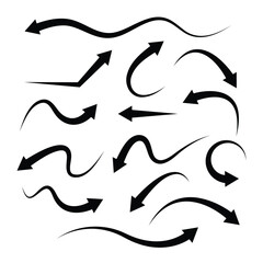 Fototapete - Black arrow set with curve shape. arrow indicated the direction symbol. curved and straight arrow icon vector. black arrow sign