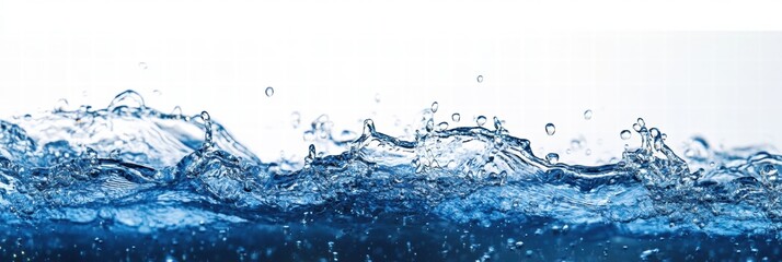 Aufkleber - Waves of crystal clear water splash against the surface under bright natural light in vibrant blue tones. Generative AI