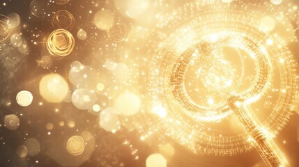 Poster - Golden swirling patterns create a mesmerizing visual effect with sparkling lights in soft focus. Generative AI