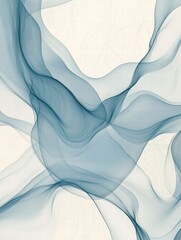 Poster - Soft blue fluid abstract art displaying gentle curves and waves on a light background. Generative AI