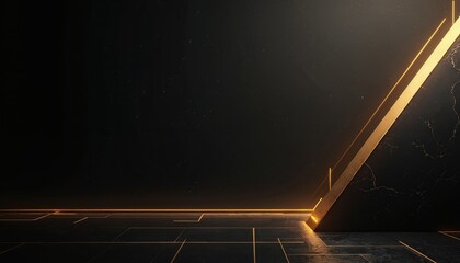 Aufkleber - Abstract black and gold gradient background with soft light. Sleek metal texture and soft diagonal lines. Luxury, tech style template with space for text.