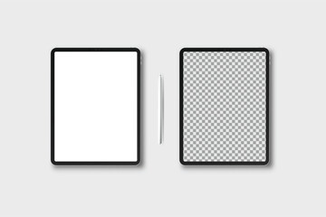 Canvas Print - 3d tablet, pen digital device mockup with blank screen isolated on background. realistic, high quali