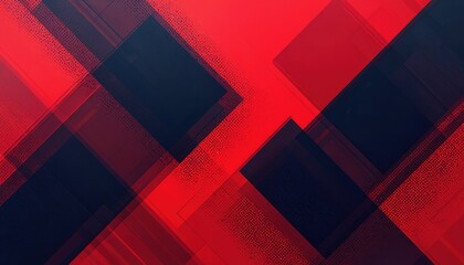 Fototapete - Red background with dynamic dark geometric shapes. Abstract pattern design featuring gradient, modern elements with artistic texture. Red, black colors for cool business presentation template, trendy