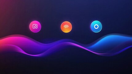 Leinwandbilder - Colorful abstract design showcasing communication and connectivity concepts with vibrant wave patterns. Generative AI