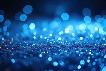 Wall Mural - a captivating close-up of blue glittering bokeh lights creating a dreamlike, ethereal atmosphere sui