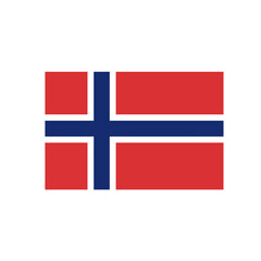 silhouette vector illustration of the norway flag (red with blue cross) on a white background
