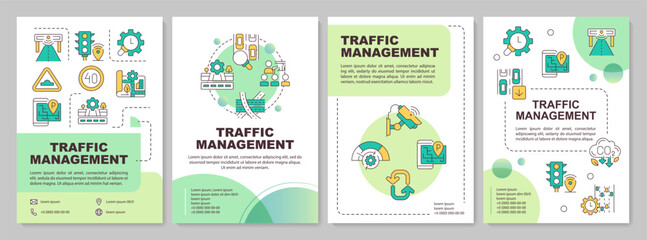 Wall Mural - traffic management green circle brochure template. road transport capacity regulation. leaflet desig