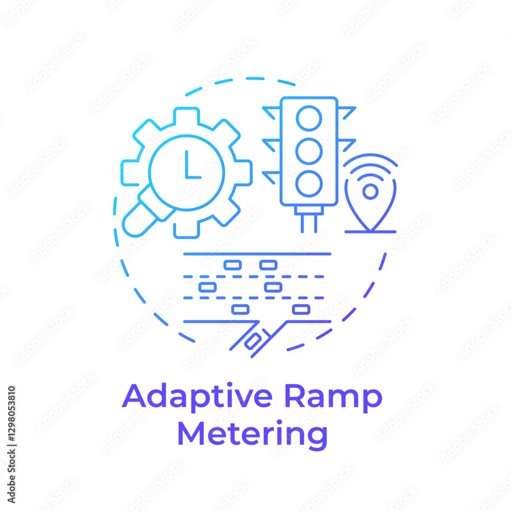 Adaptive ramp metering blue gradient concept icon. Vehicle flow control ...