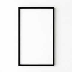 Aufkleber - Simple black frame mock-up on white wall background. Minimalist design provides versatile template for displaying artwork, photos, posters in interior. Clean aesthetic suits various design projects