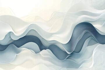 Poster - Fluid wave patterns in soothing shades of blue and white create an abstract visual experience for the viewer. Generative AI