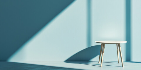 Poster - modern minimal room with single table casting geometric shadow