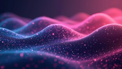 Fototapete - Aero color wallpaper of halftone dots, curved lines. Dynamic smooth flow of particles, modern tech style illustration with geometric effect. Abstract artistic gradient texture, dotted pattern for