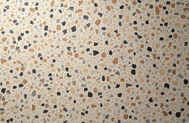 Aufkleber - Decorative terrazzo pattern tile for flooring. Beige mosaic tile design made of stone, granite, quartz, cement, marble for interior walls, kitchen counters, bathroom. Surface, structure, grunge