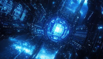 Aufkleber - Futuristic city core tunnel