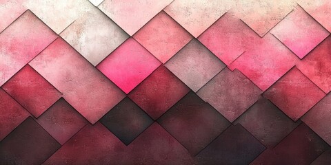Abstract arrangement of pink and burgundy squares creates a pattern